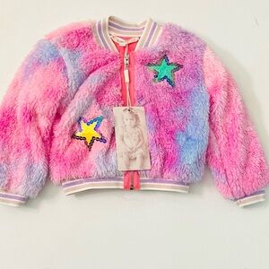 Baby Sara Little Girl's Tie Dye Faux  Fur Bomber Jacket NWT